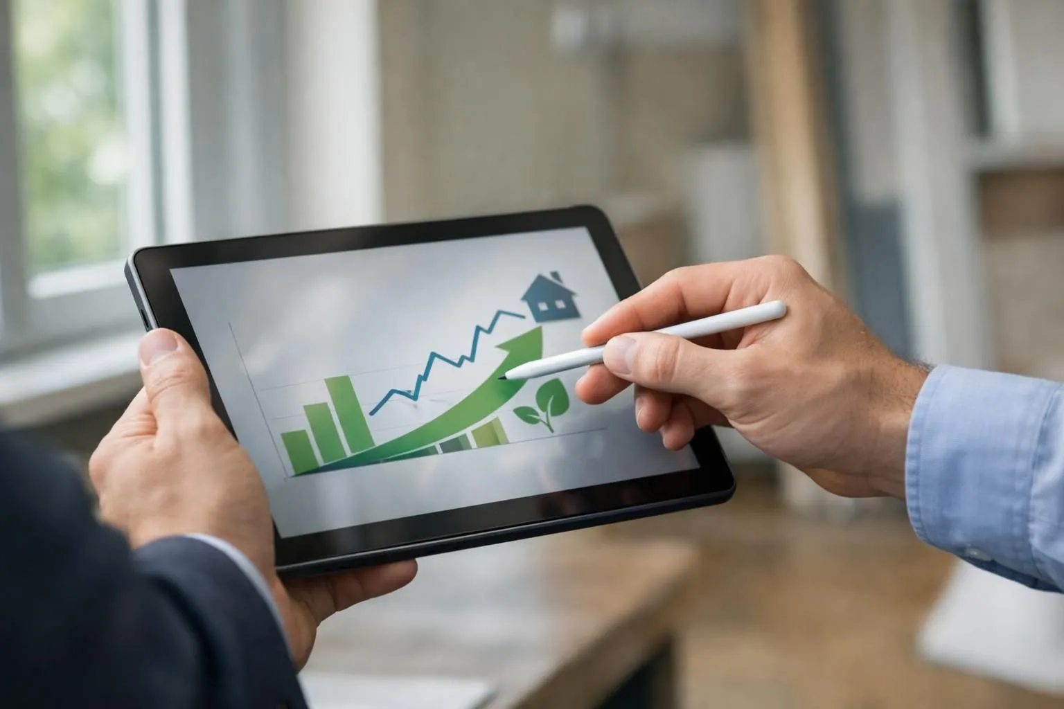 Simulation des aides financières 2024 pour la rénovation énergétique sur tablette.