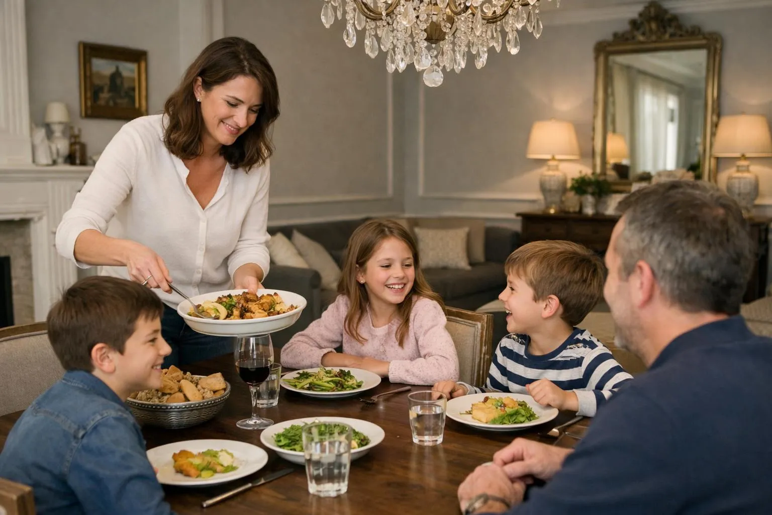 idée déco salle à manger salon avec famille élégante