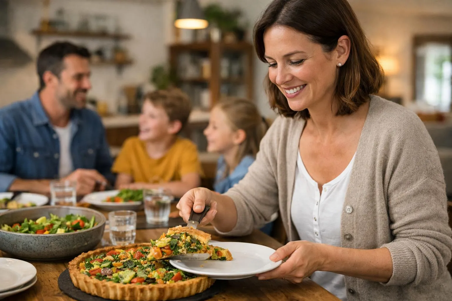 Idée déco cuisine ouverte sur salon avec espace convivial familial